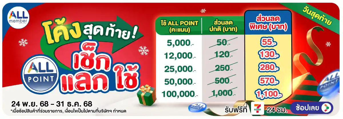 ALL POINT เช็กแลกใช้ (24 Nov - 31 Dec 25)-วันสุดท้าย