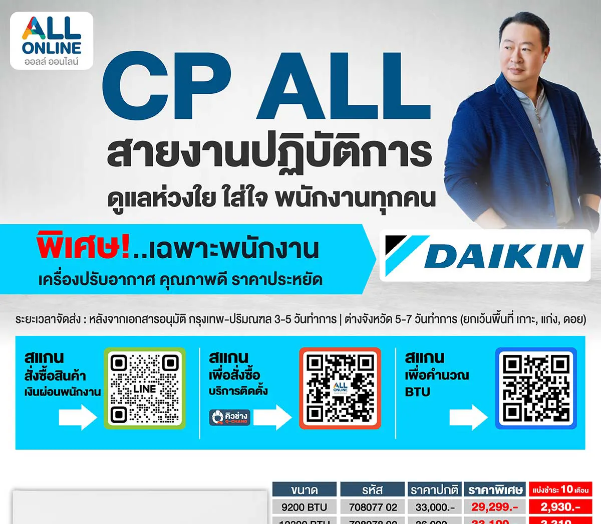 แอร์ติดผนัง DAIKIN ราคาพิเศษสำหรับพนักงาน